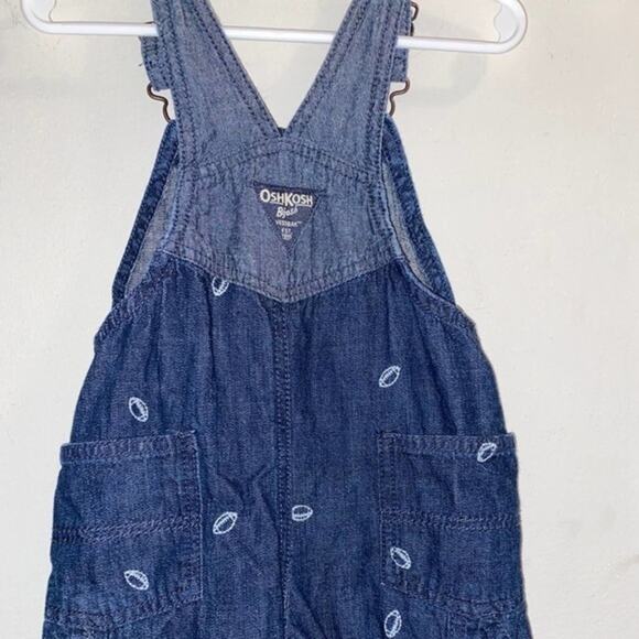 OshKosh B'Gosh Embroidered Football Denim Overalls - Picture 7 of 8